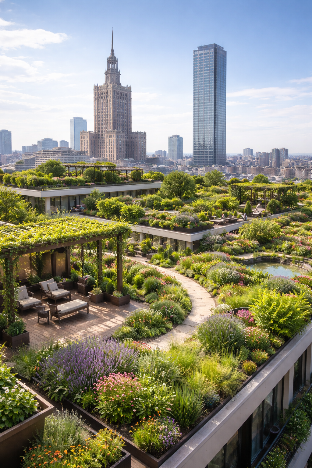 zielone ogrody na dachu warszawy