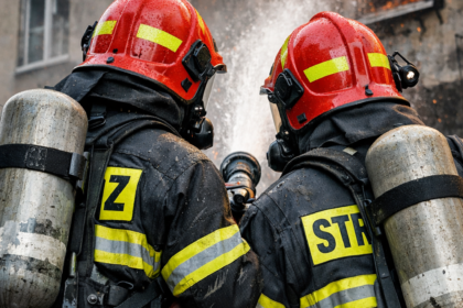 strażacy gaszą pożar