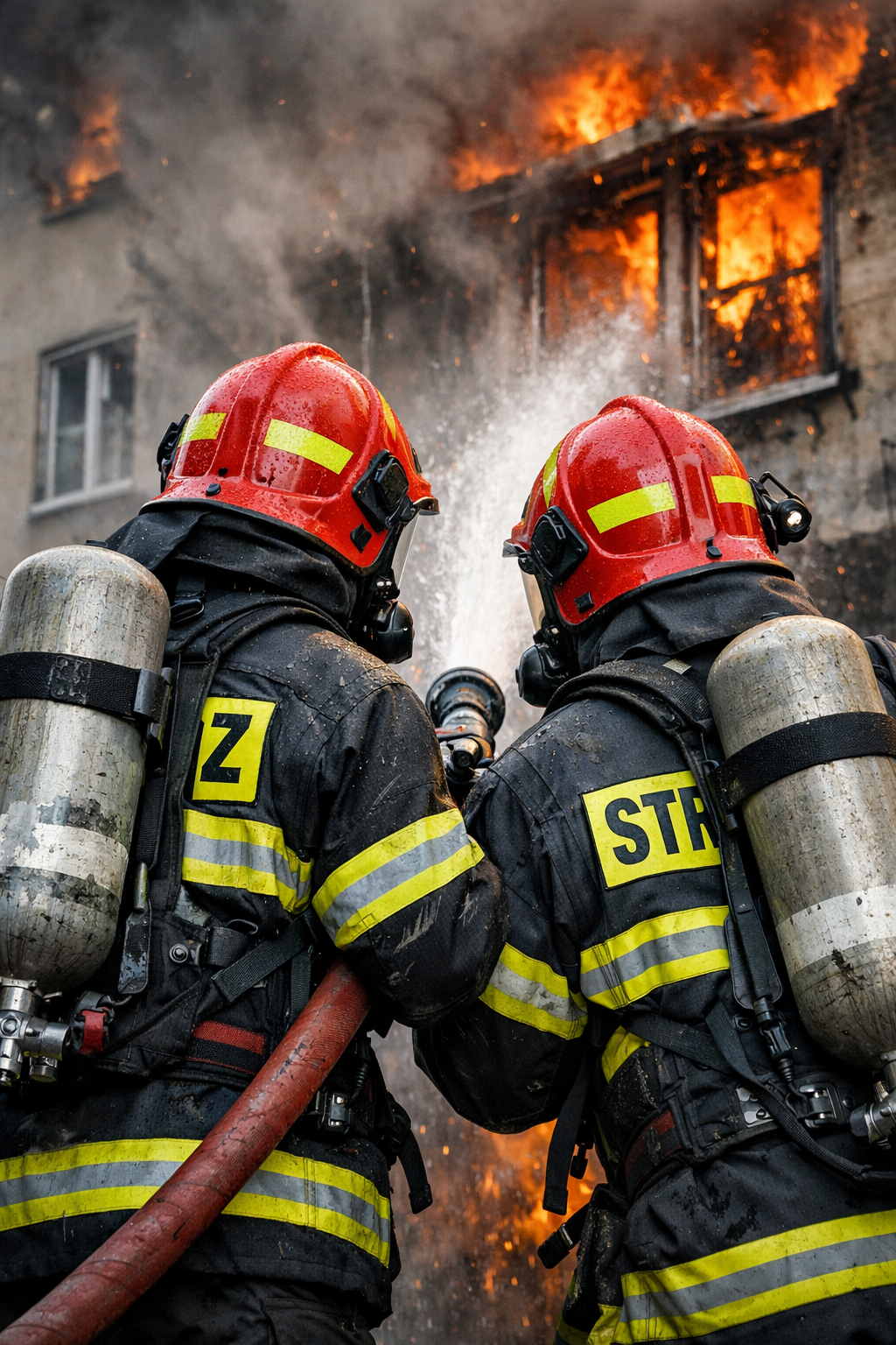strażacy gaszą pożar