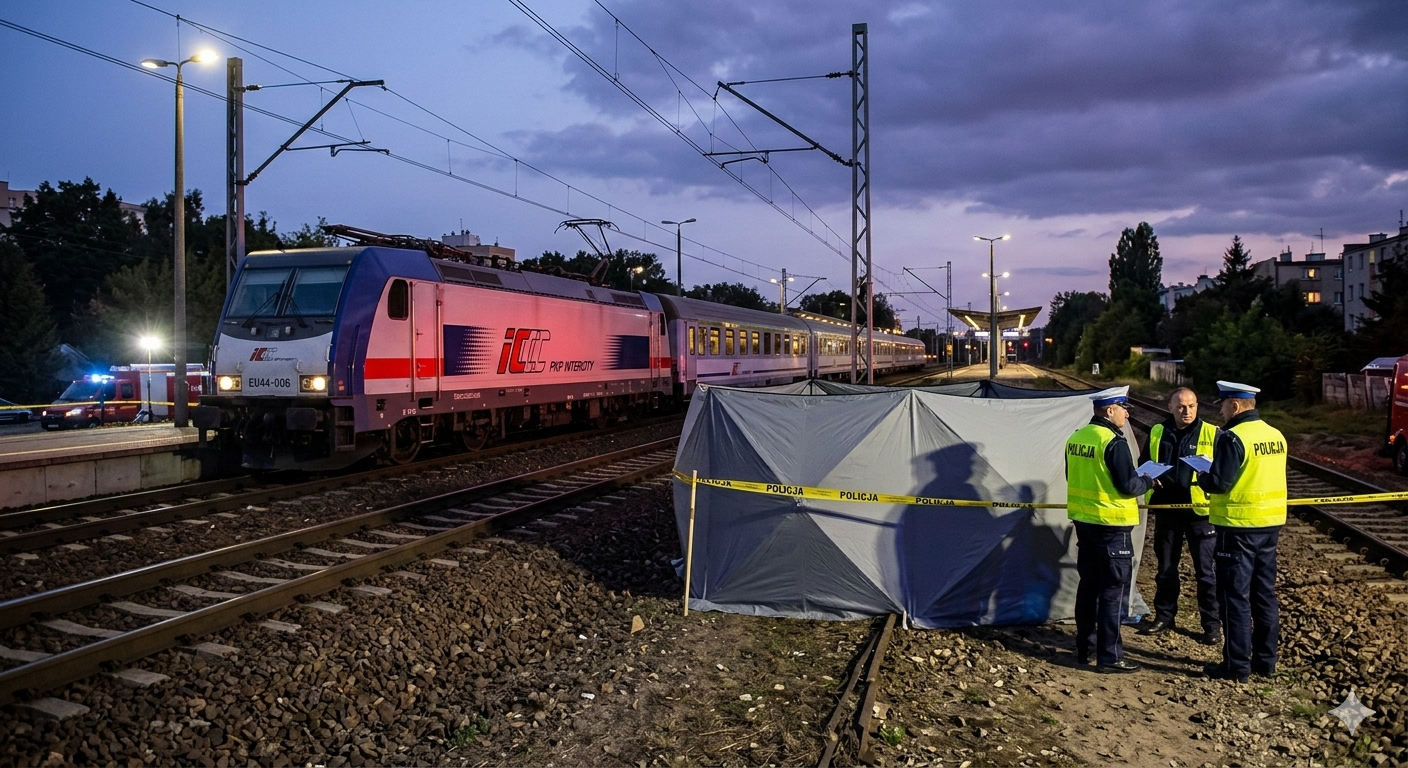 mężczyzna potrącony przez pociąg
