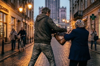 złodziej wyrywa torebkę