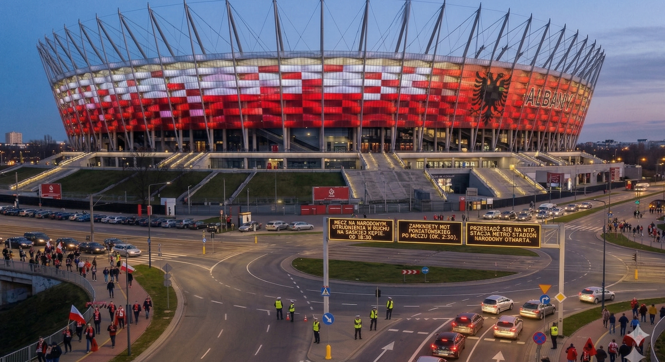 utrudnia w warszawie mecz polska - albania