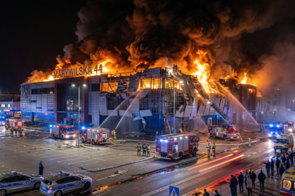 Paląca sie hala przy ull. Marywilskiej 44