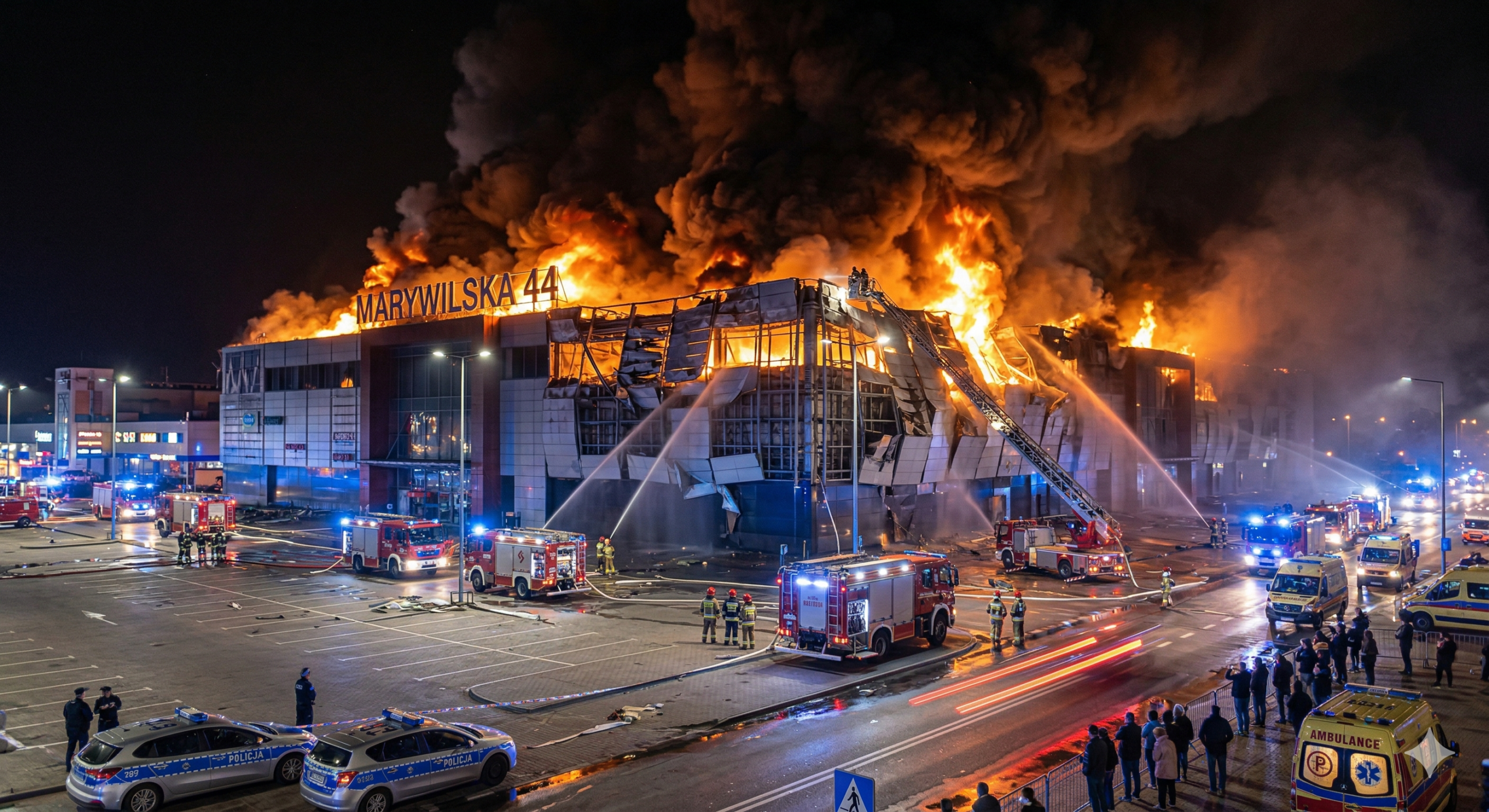 Paląca sie hala przy ull. Marywilskiej 44