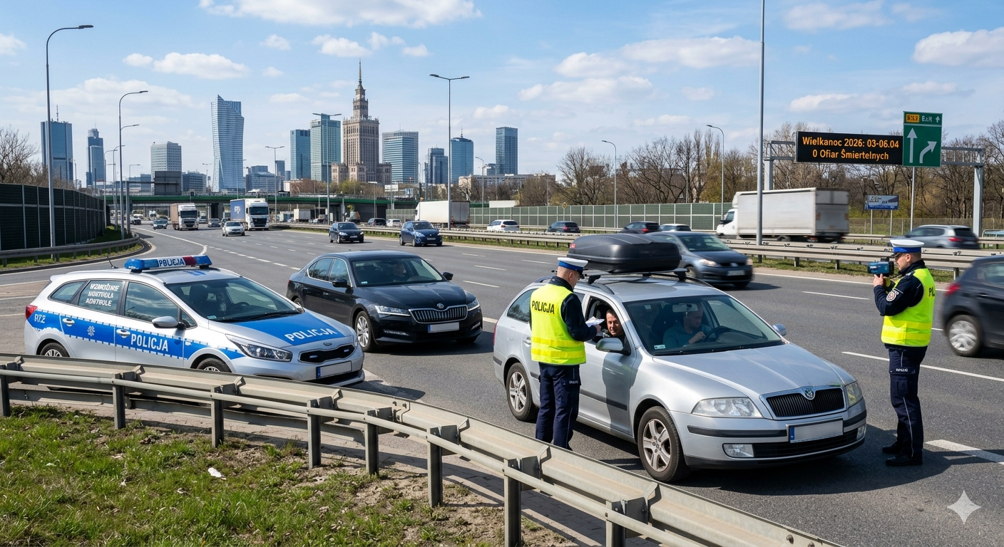 Bilans drogowy Wielkanoc 2026 w Warszawie: Spadek liczby kolizji i zero ofiar